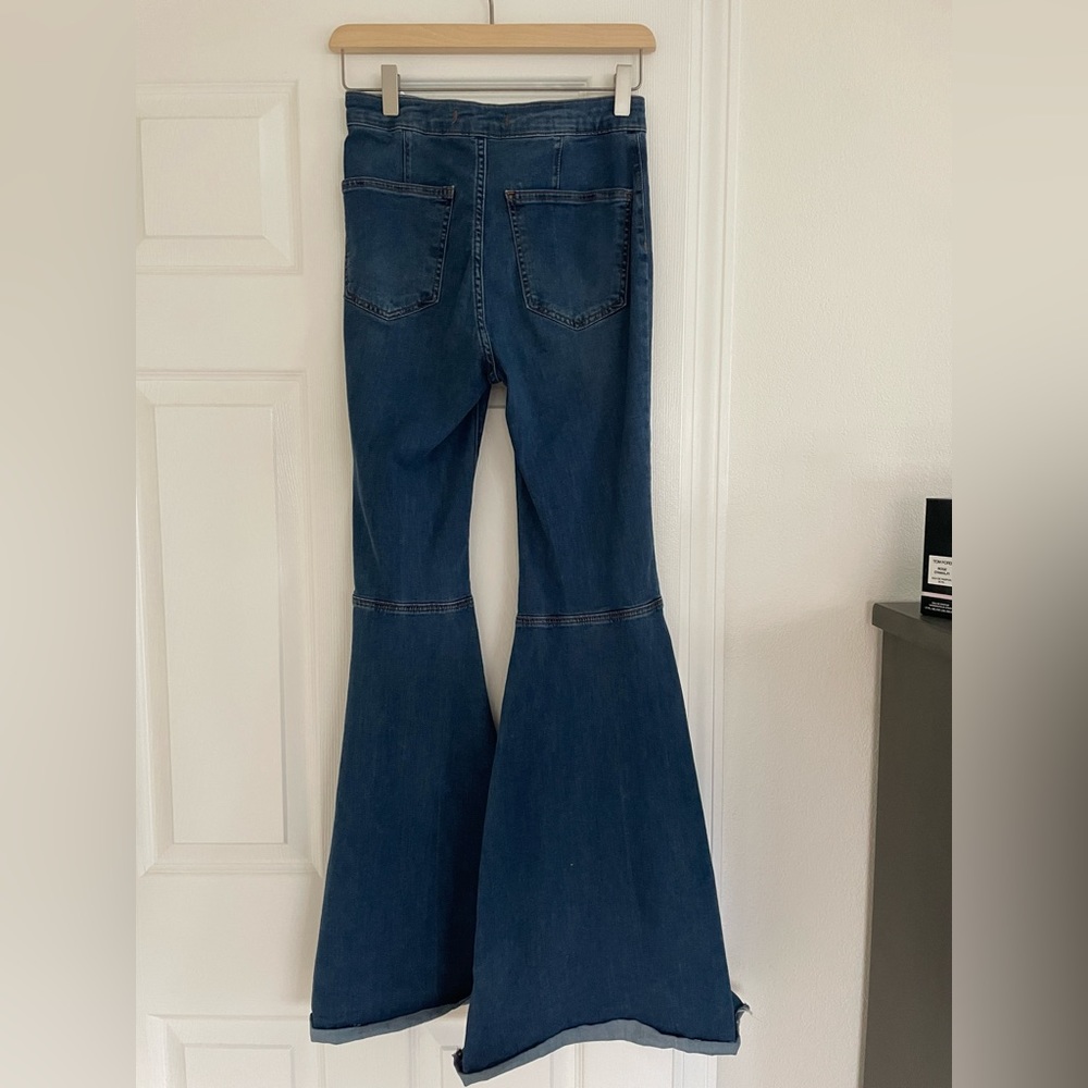 Free People Just Float On Flare Wide Leg Bell Bottom Denim Jeans High Waisted 26